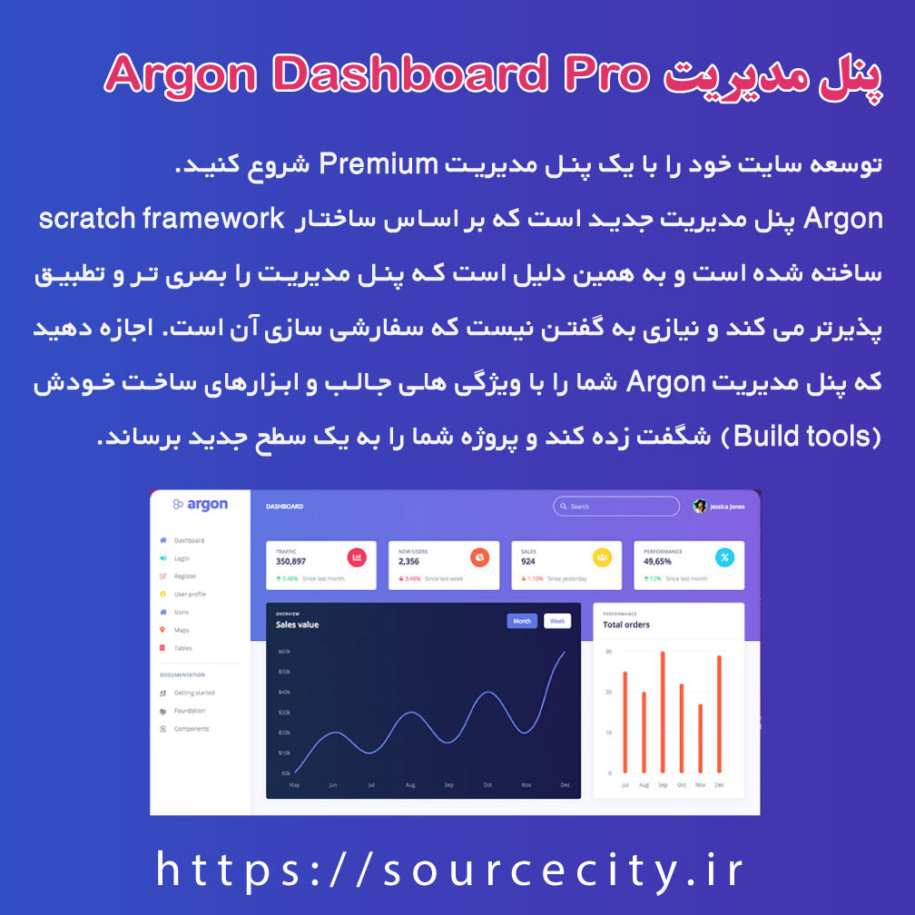 پنل مدیریت Argon Dashboard Pro